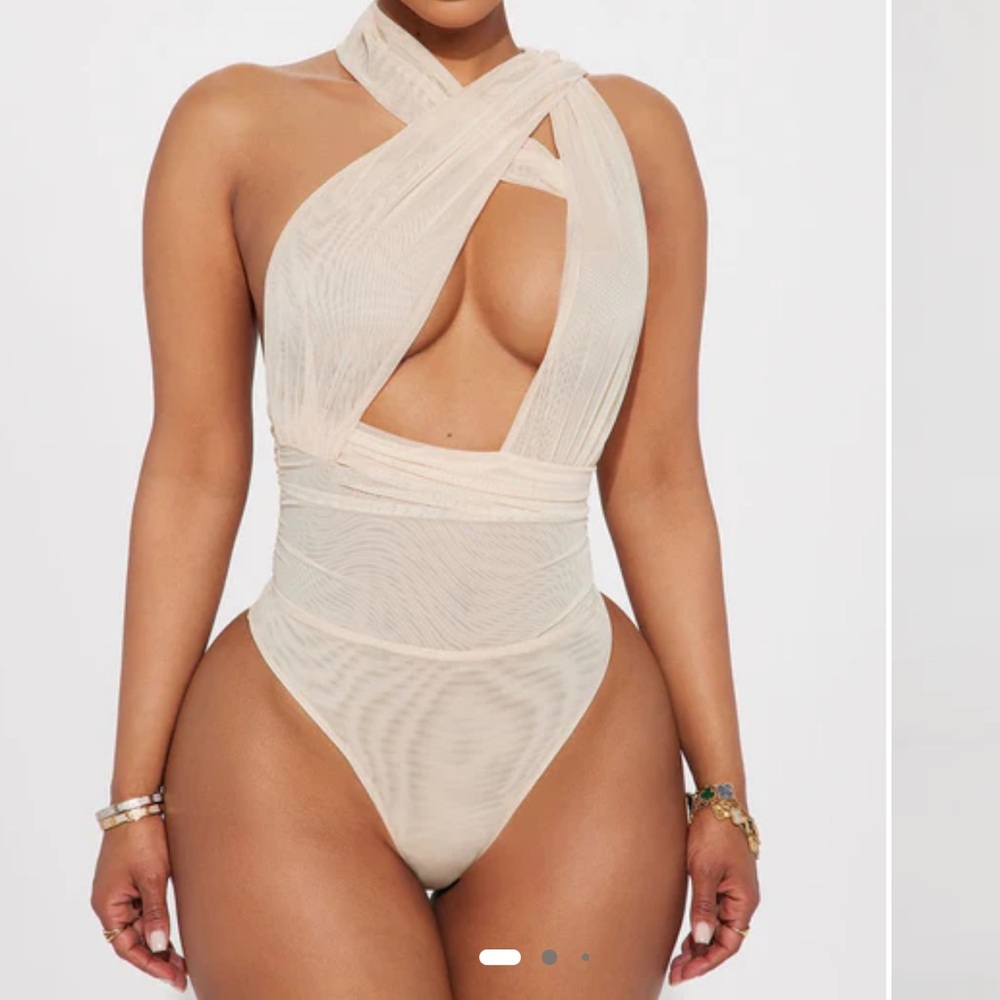 Cream Mesh Bodysuit